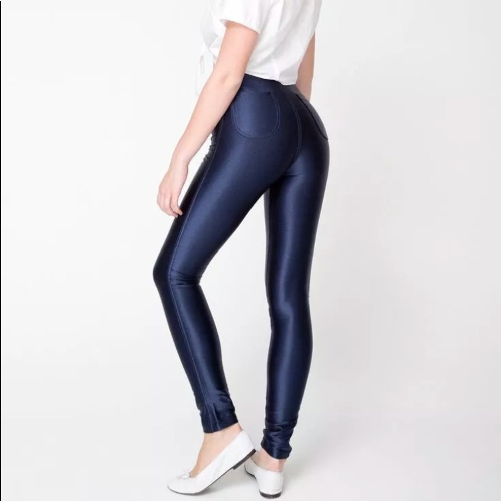 American Apparel blue disco pants slim skinny NEW!